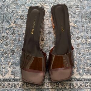 Dark Brown heels with transparent strap and heel